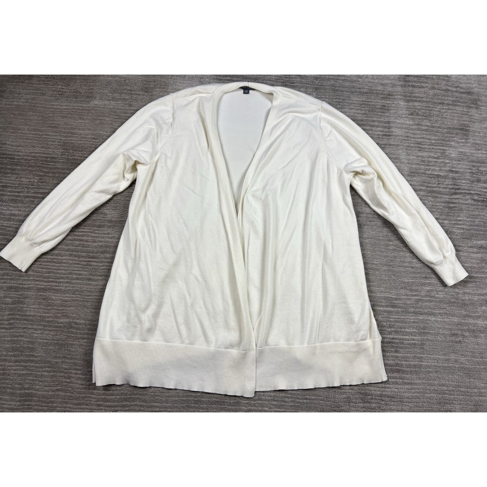 Jessica London Sweater Womens 22/24 Ivory Long Sleeve Open Front Cardigan Duster